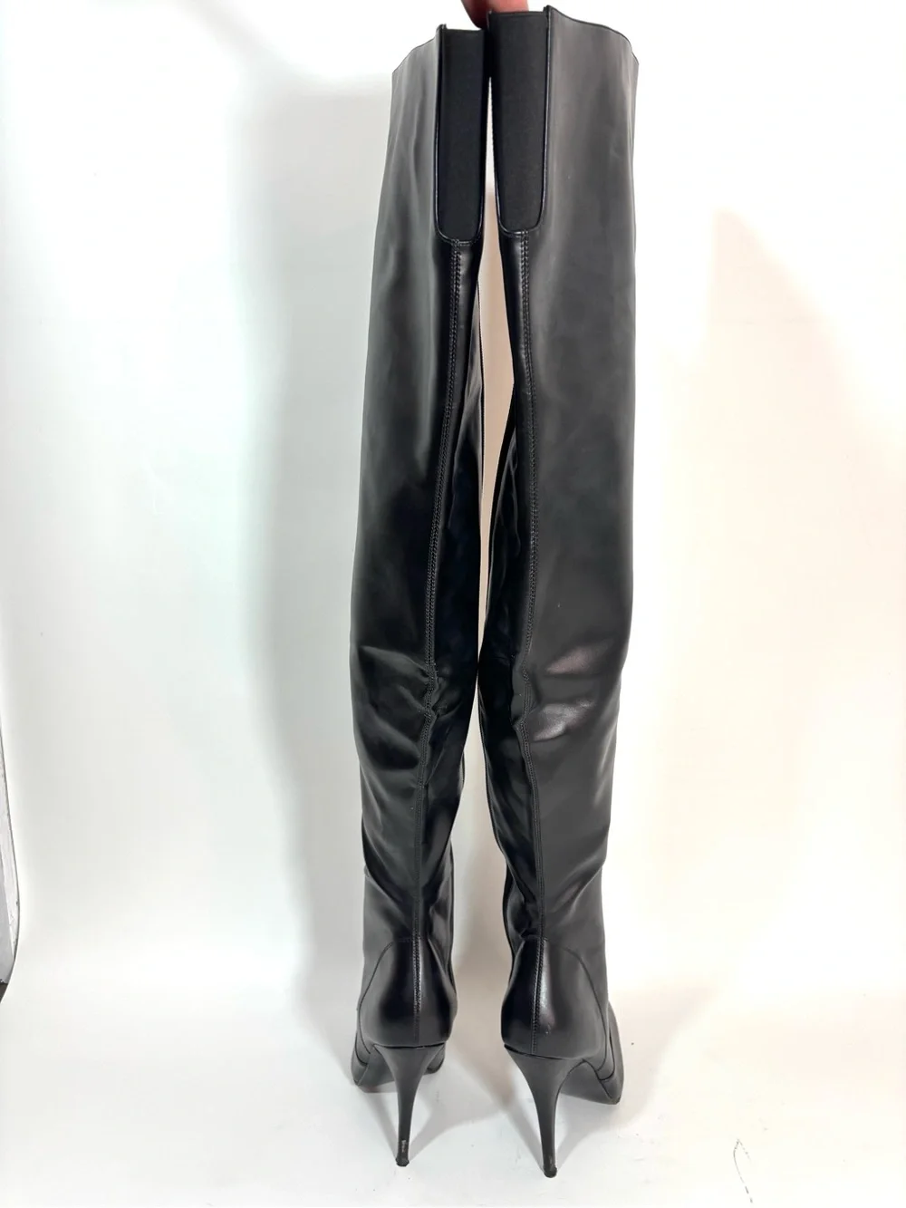 Pleaser Seduce-3010 Black Matte PU Thigh High Boots Size 9